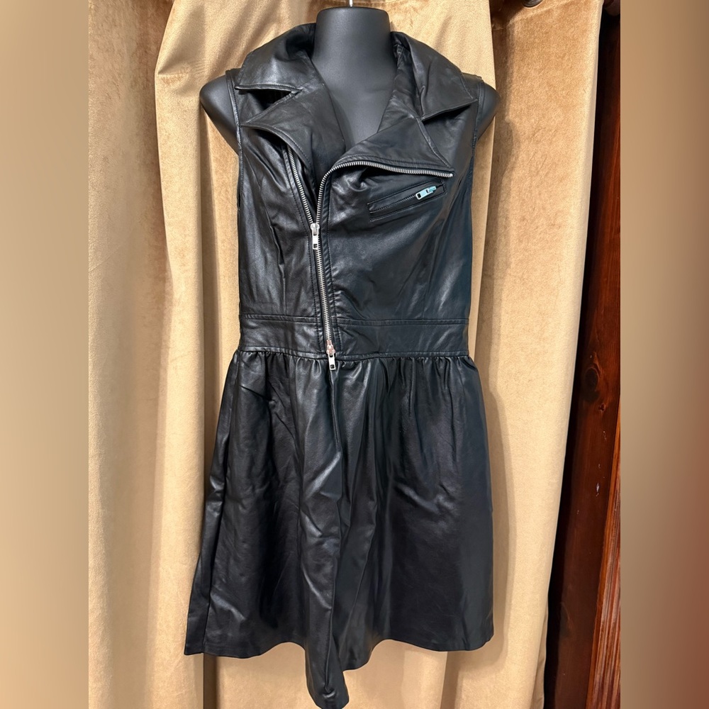 DO+BE Black faux Leather Zip-Front Dress